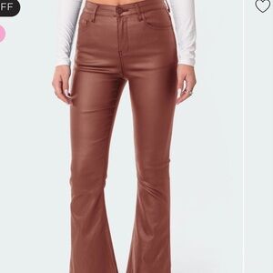 Edikted Faux Leather Brown Pants Medium